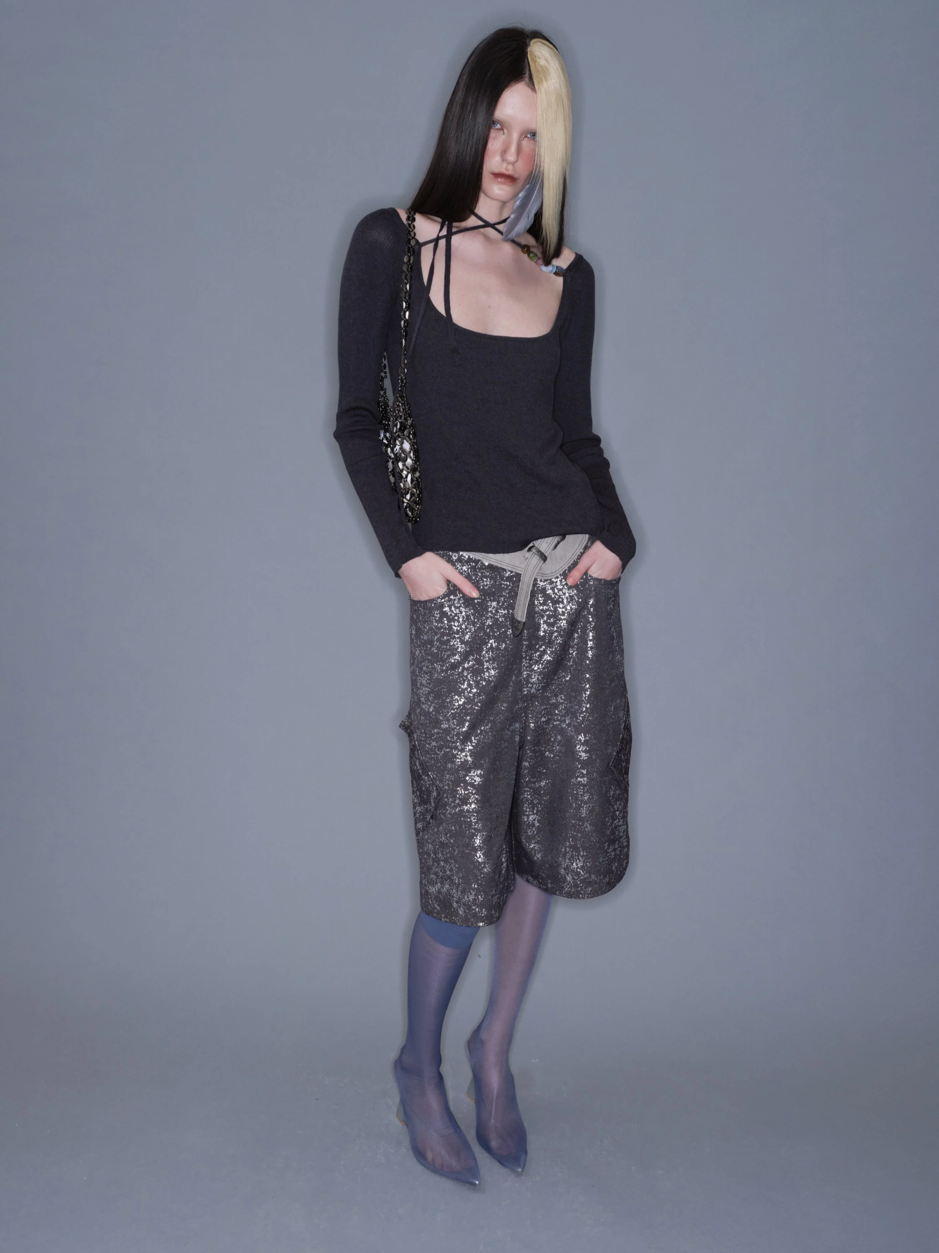 Multiway Round Neck Beaded Knit Top - Image 9