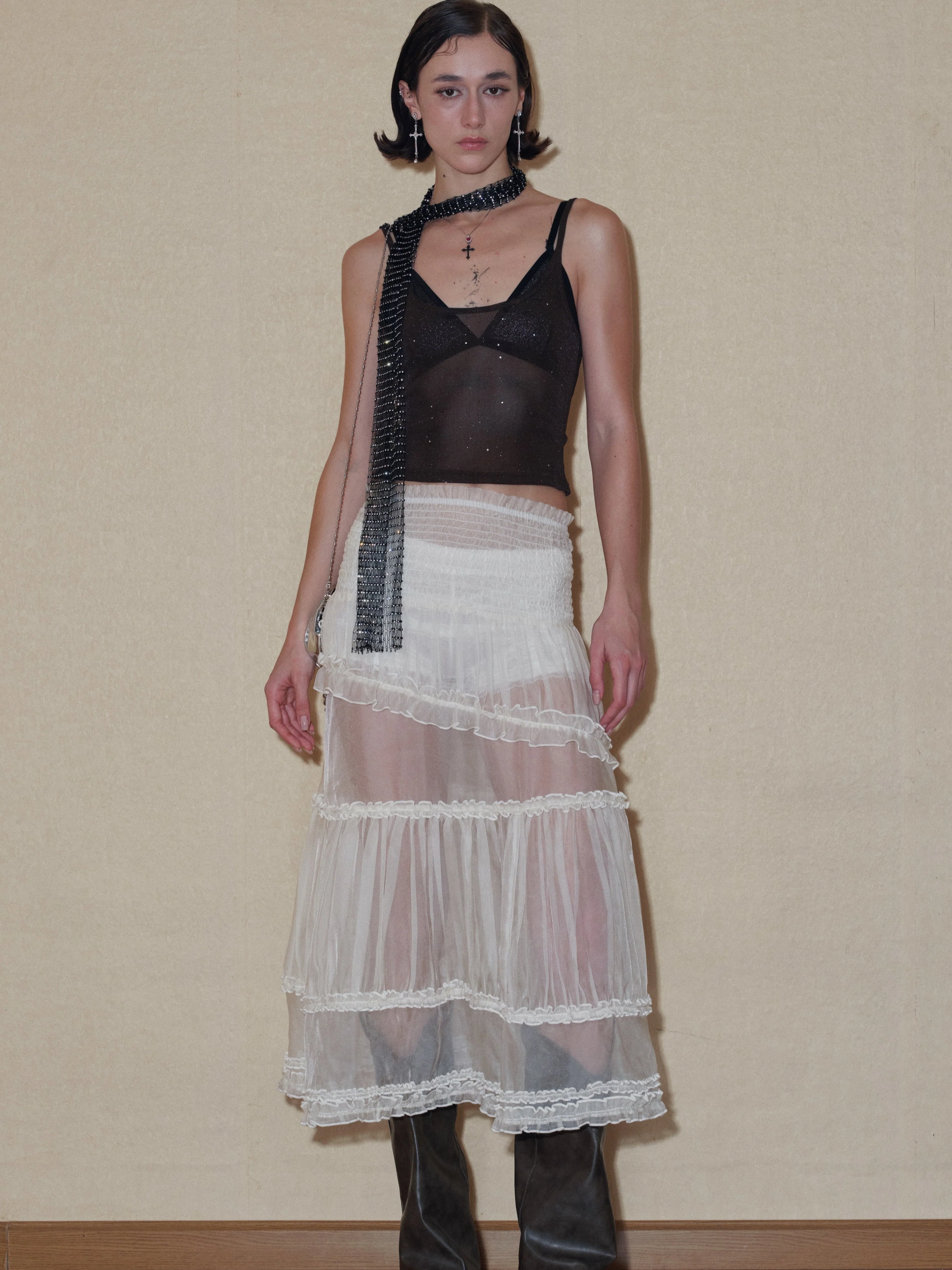 Semi-sheer Tiered Skirt(With Lace Shorts) - Image 4