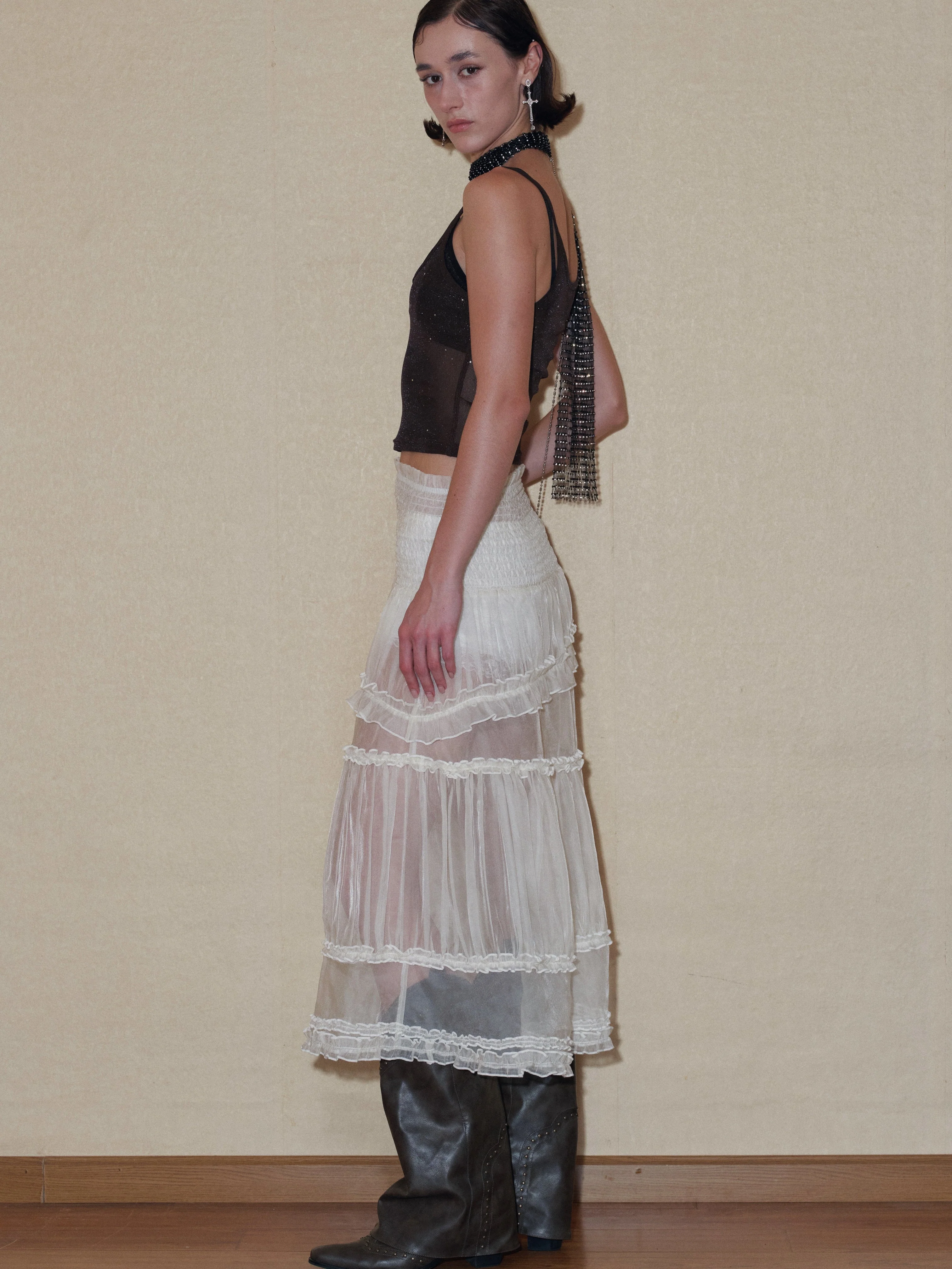 Semi-sheer Tiered Skirt(With Lace Shorts) - Image 9