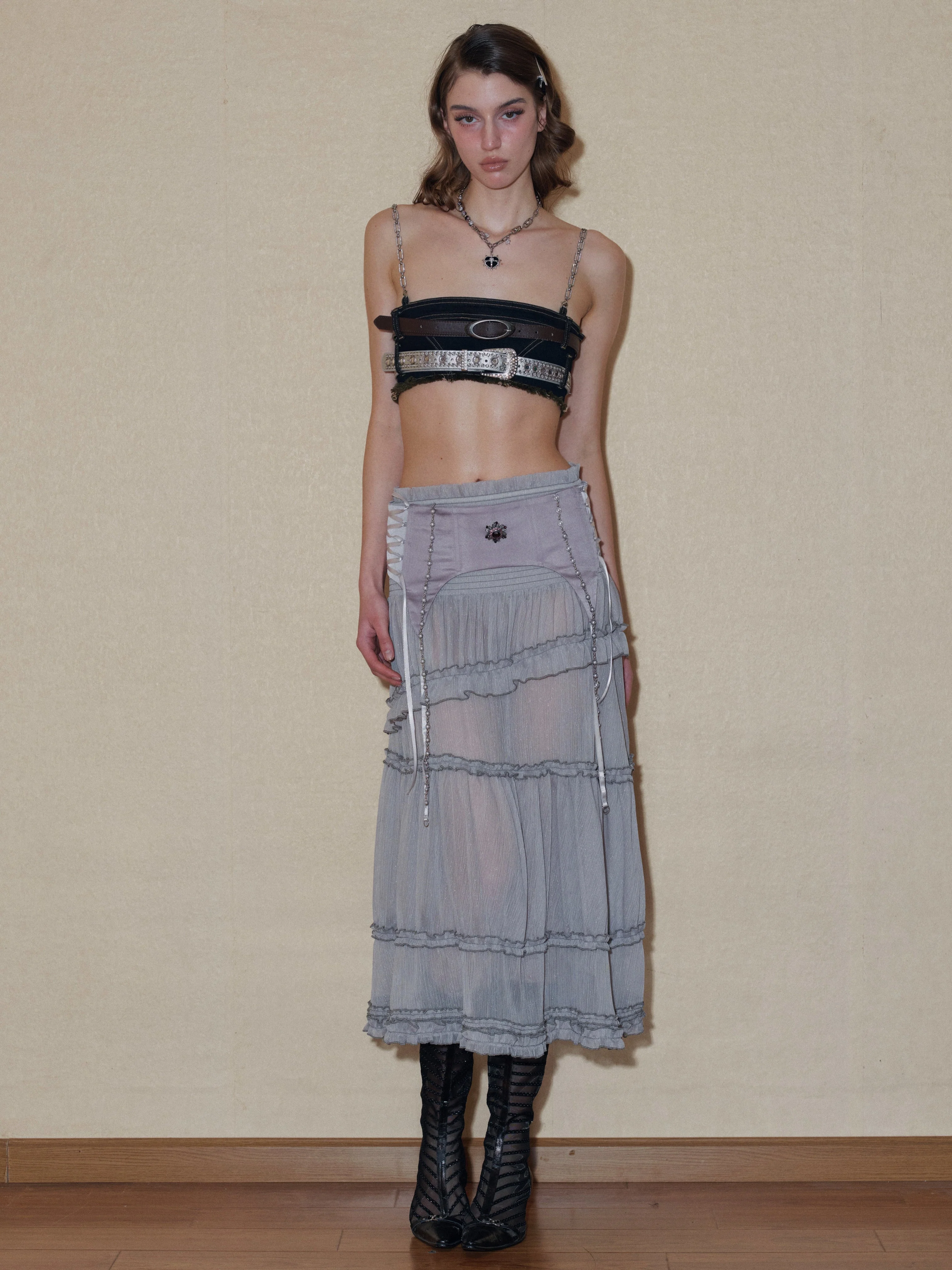 Semi-sheer Tiered Skirt(With Lace Shorts) - Image 12