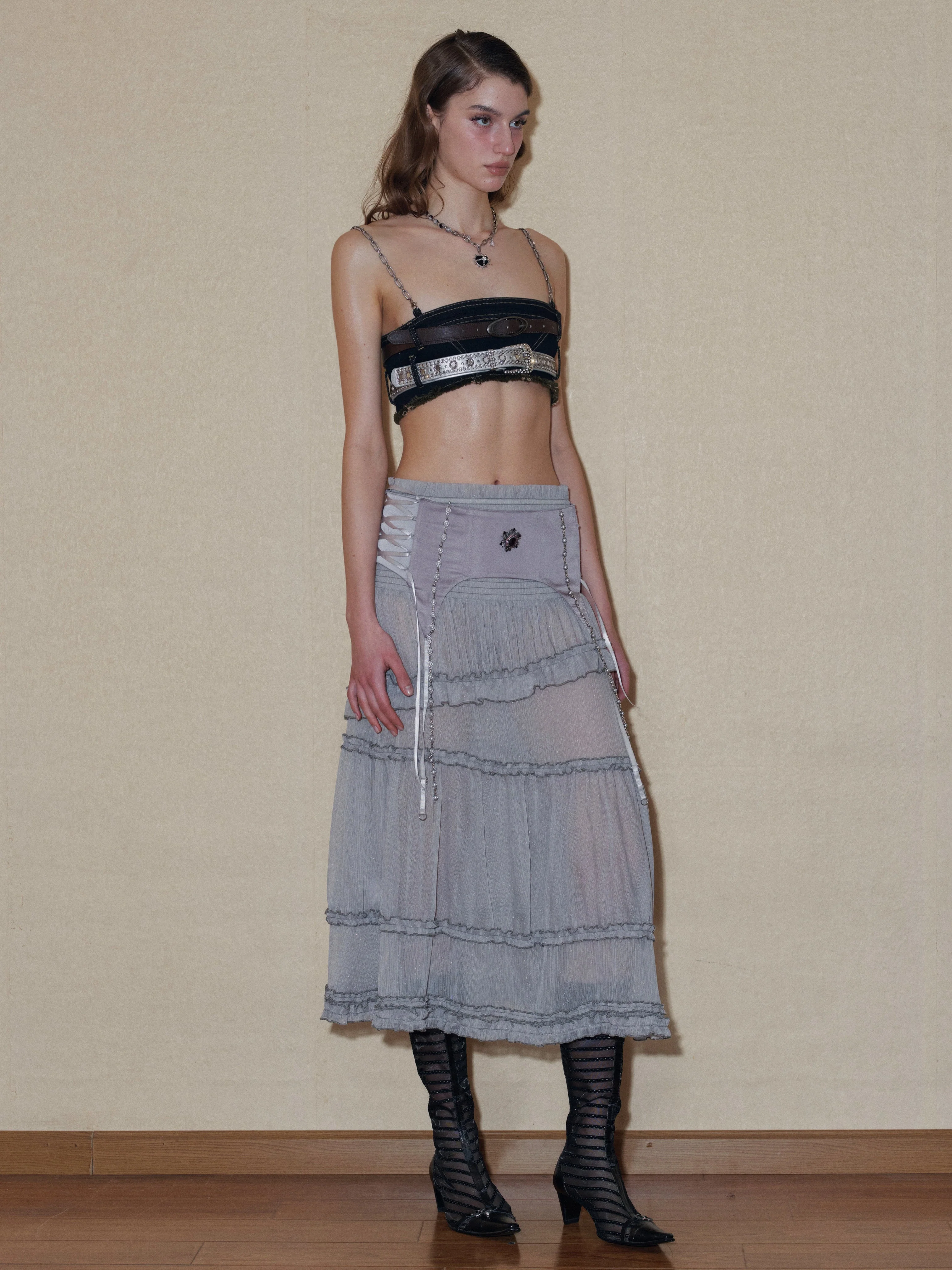 Semi-sheer Tiered Skirt(With Lace Shorts) - Image 6