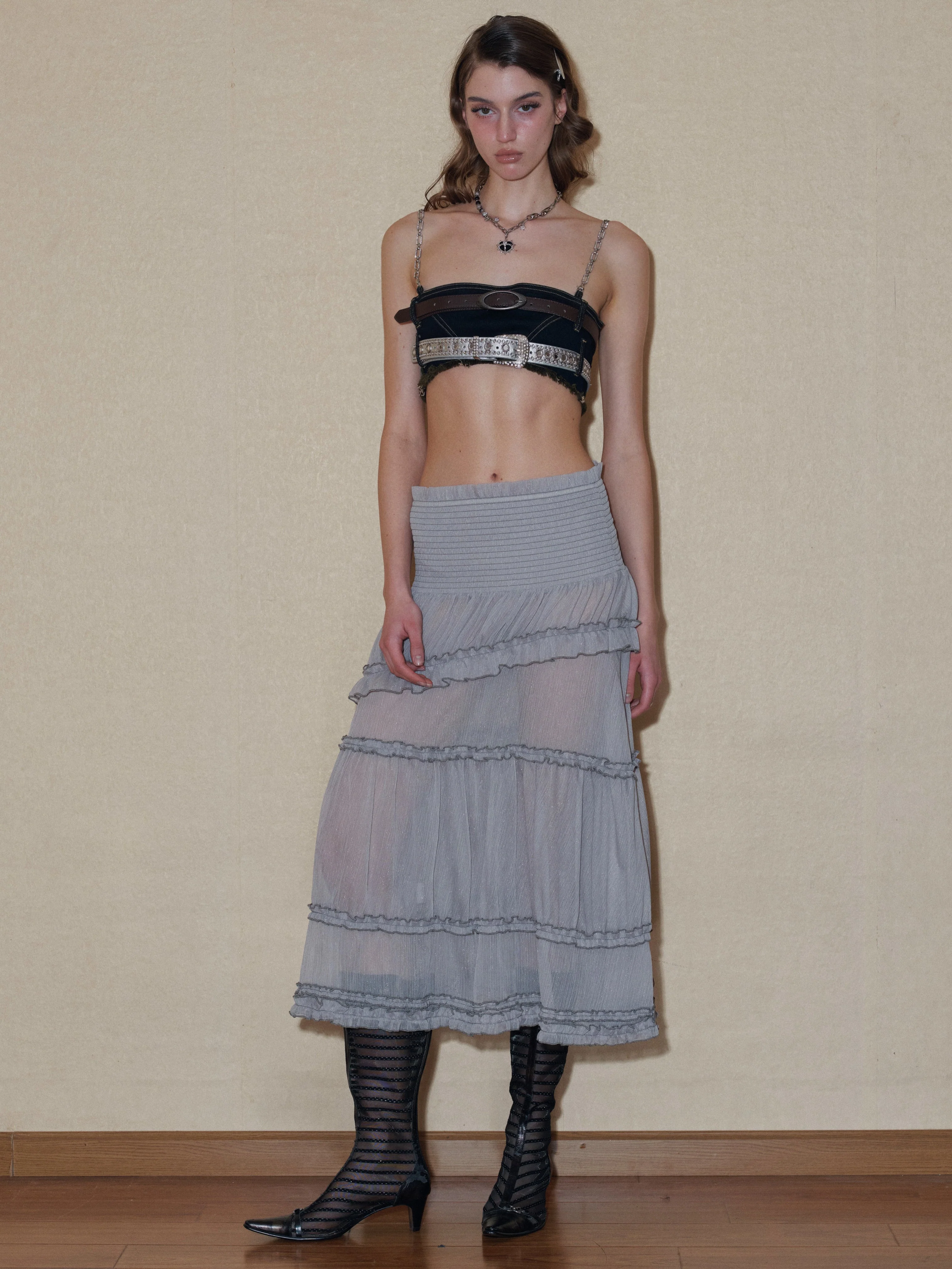 Semi-sheer Tiered Skirt(With Lace Shorts) - Image 7