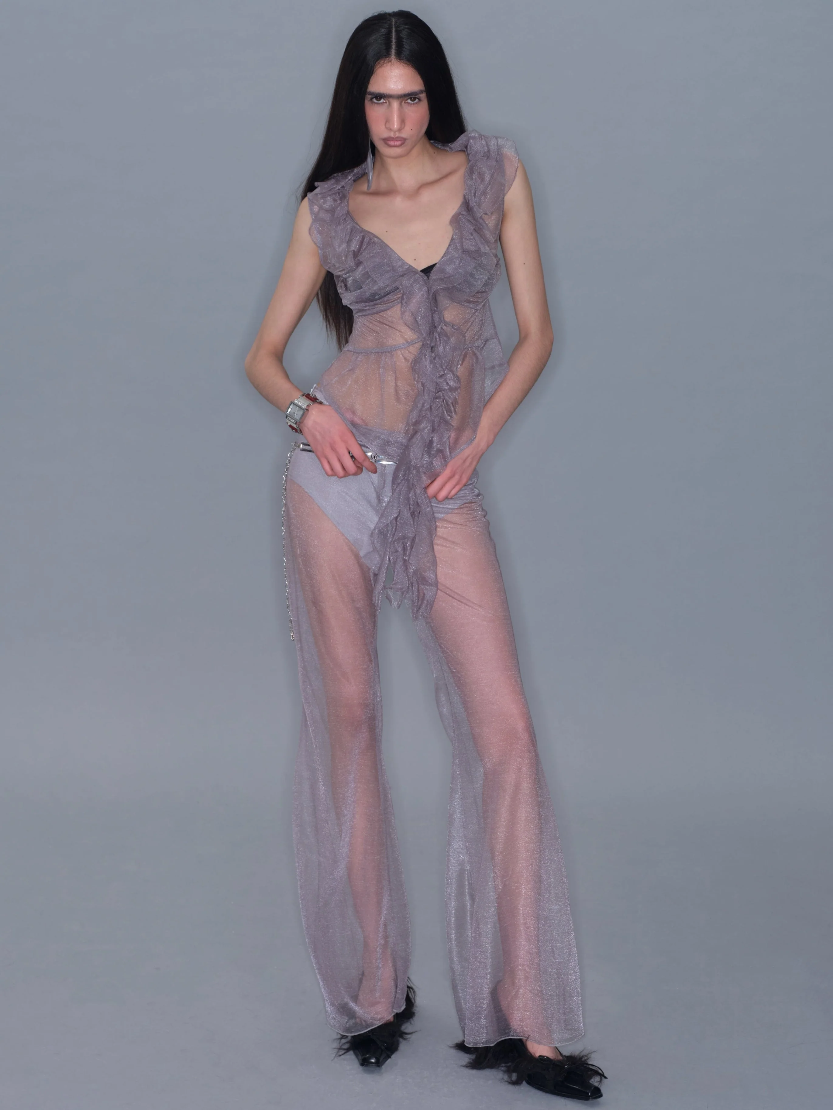 Sheer Casual Flared Pants - Image 6