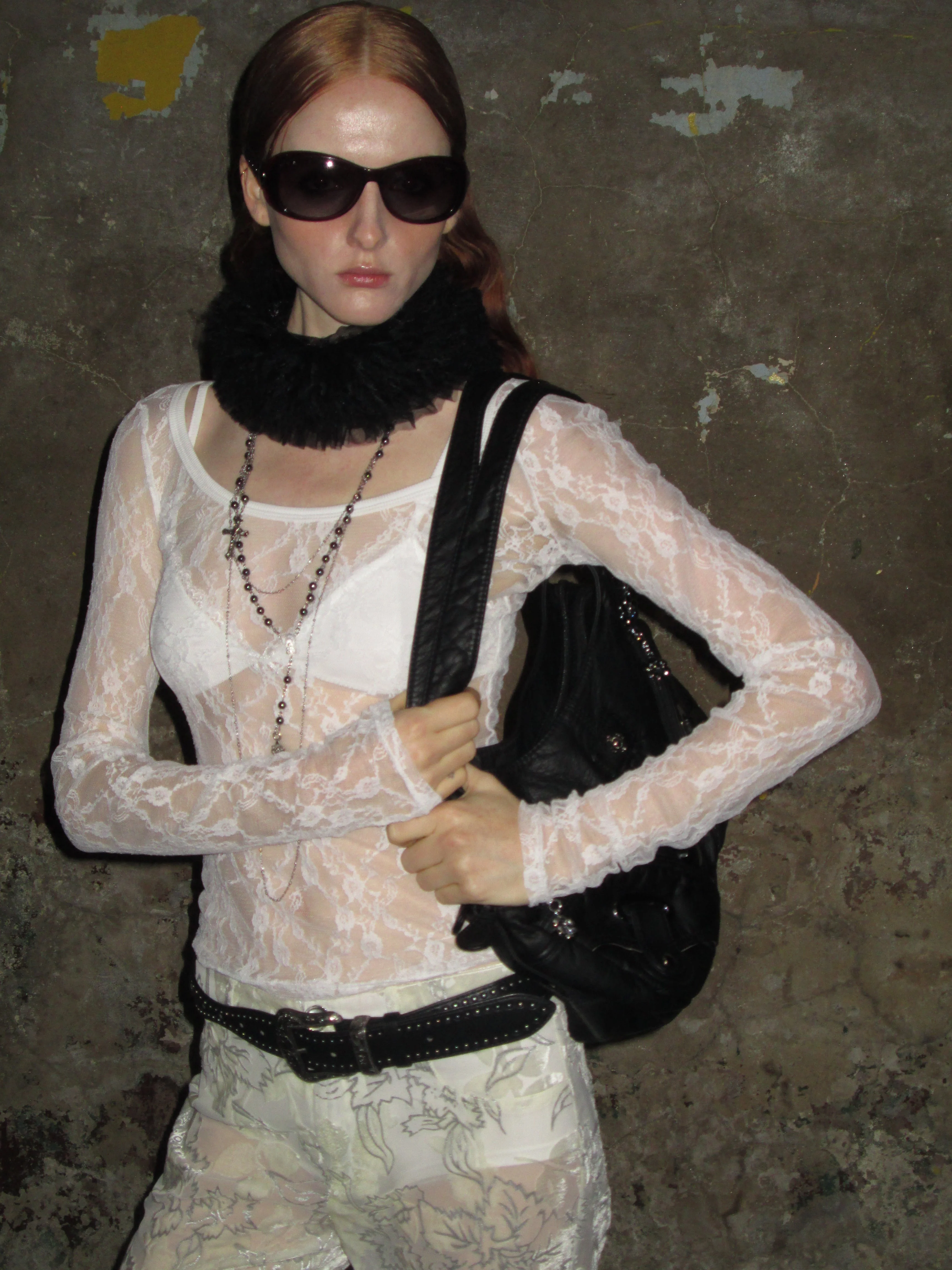 Sheer Lace Long Sleeve /White - Image 6