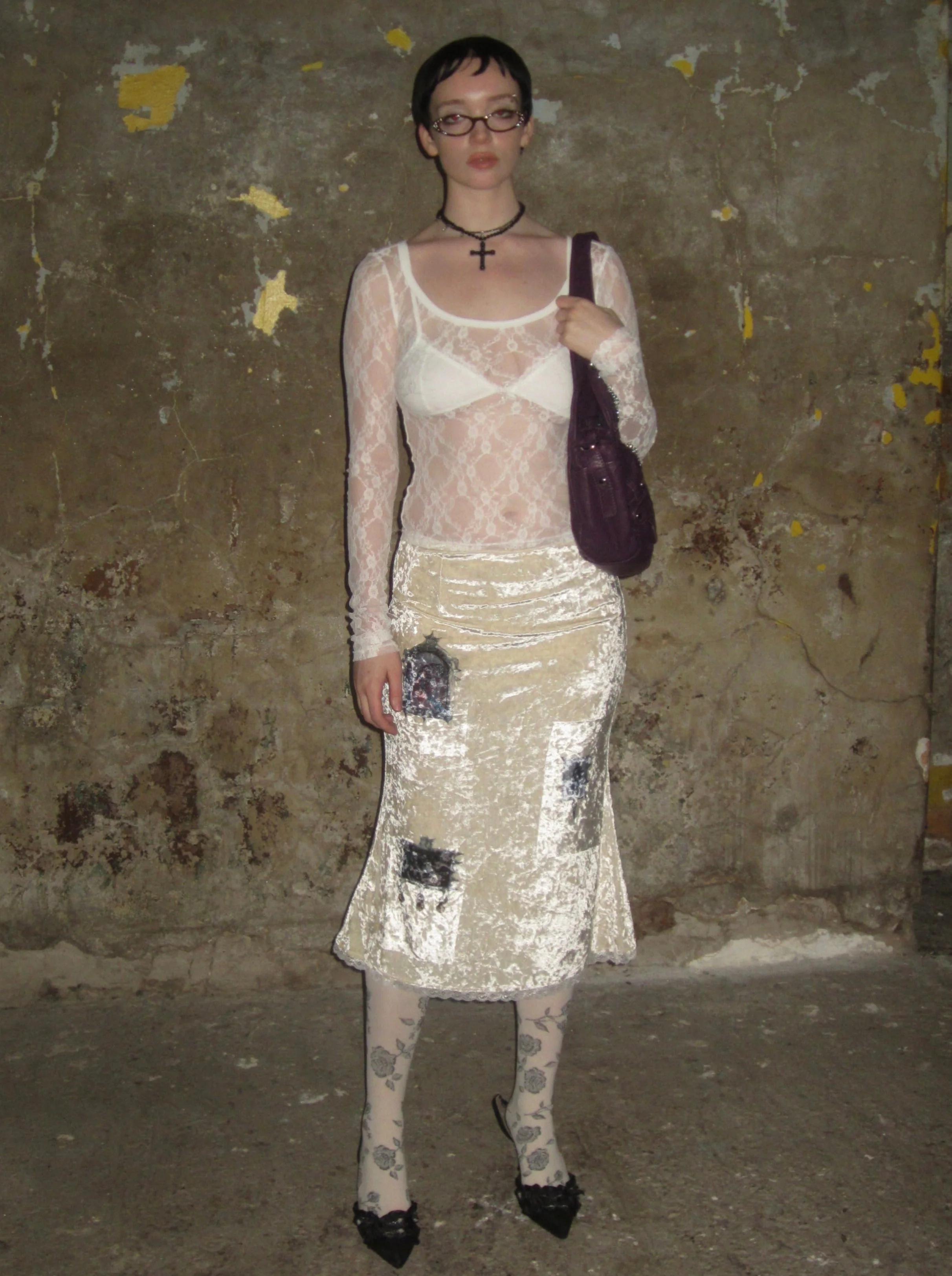 Sheer Lace Long Sleeve /White - Image 8