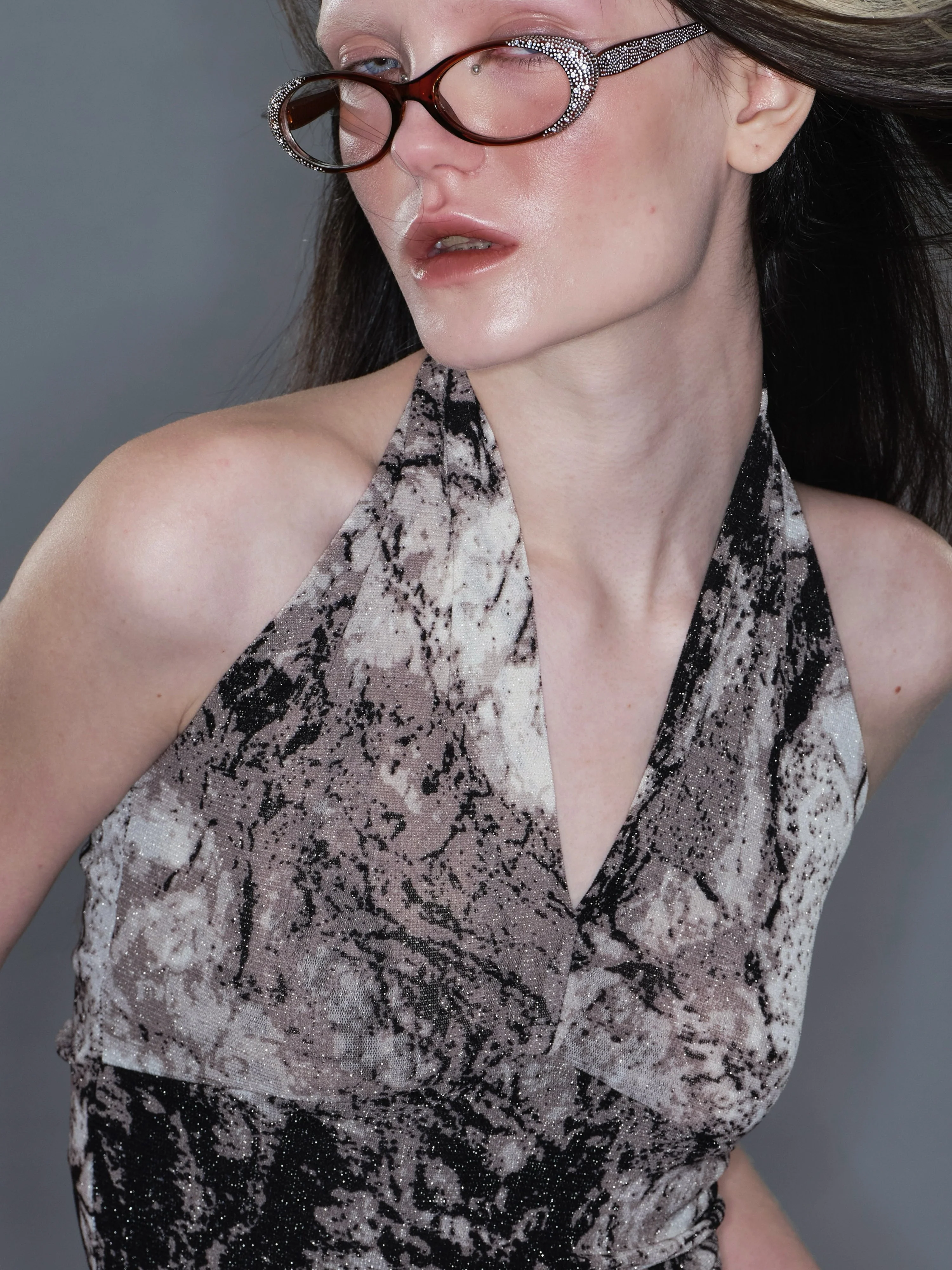 Shiny Thread Halter Printed Tank - Image 3