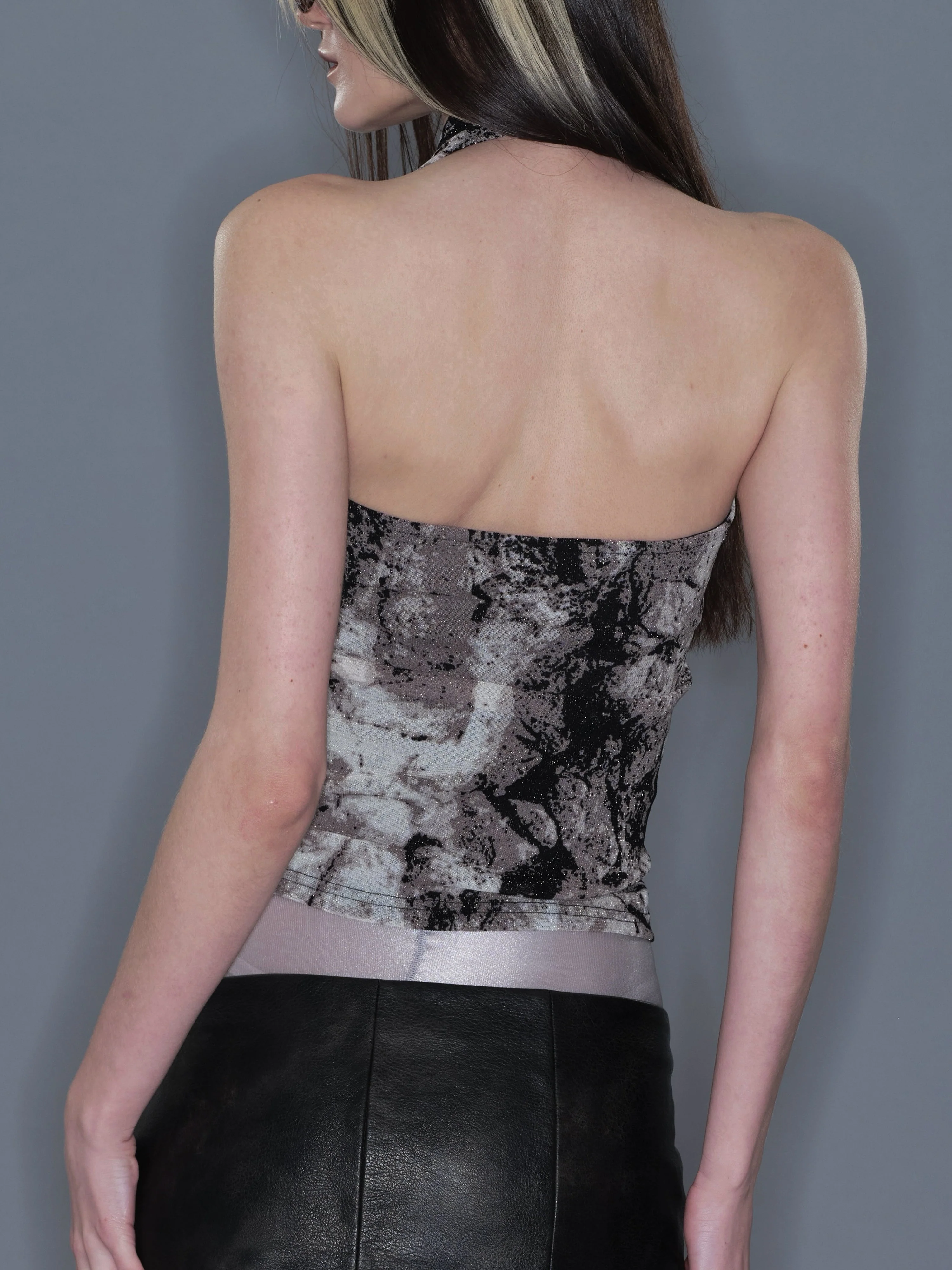 Shiny Thread Halter Printed Tank - Image 4