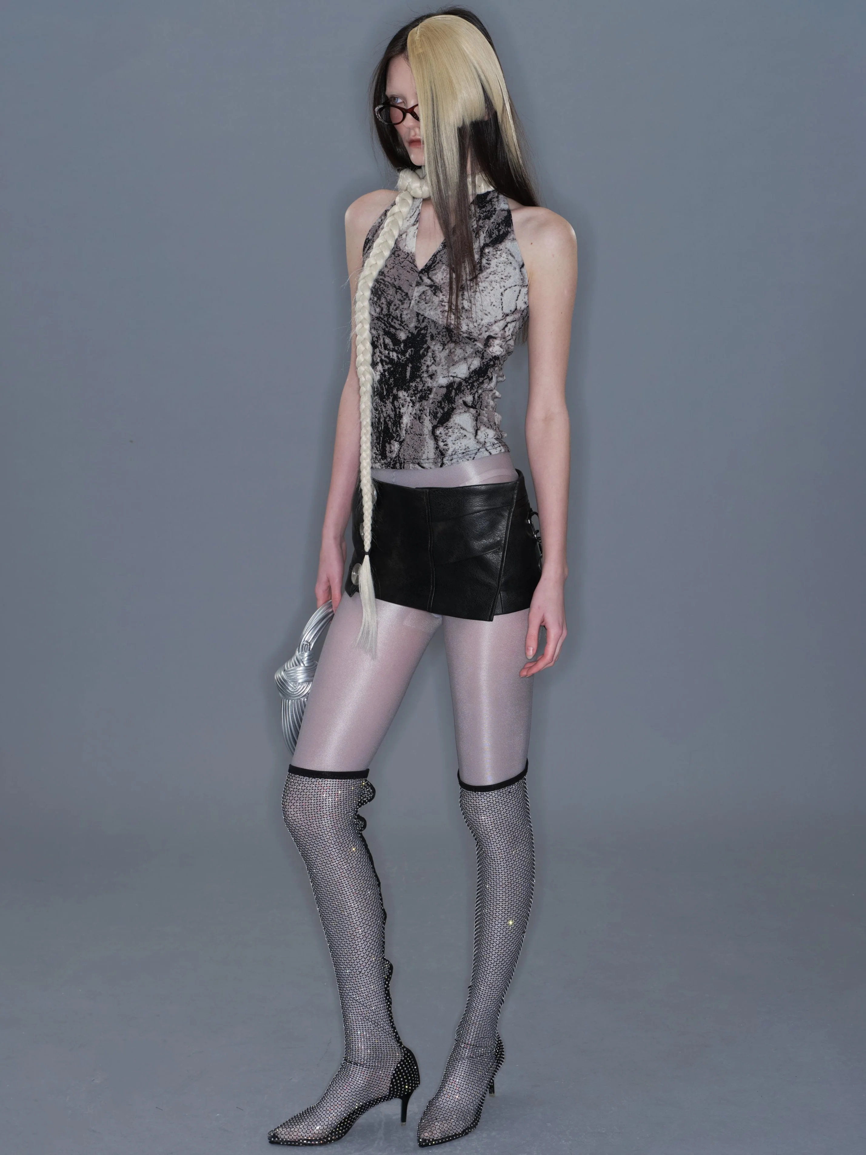 Shiny Thread Halter Printed Tank - Image 5