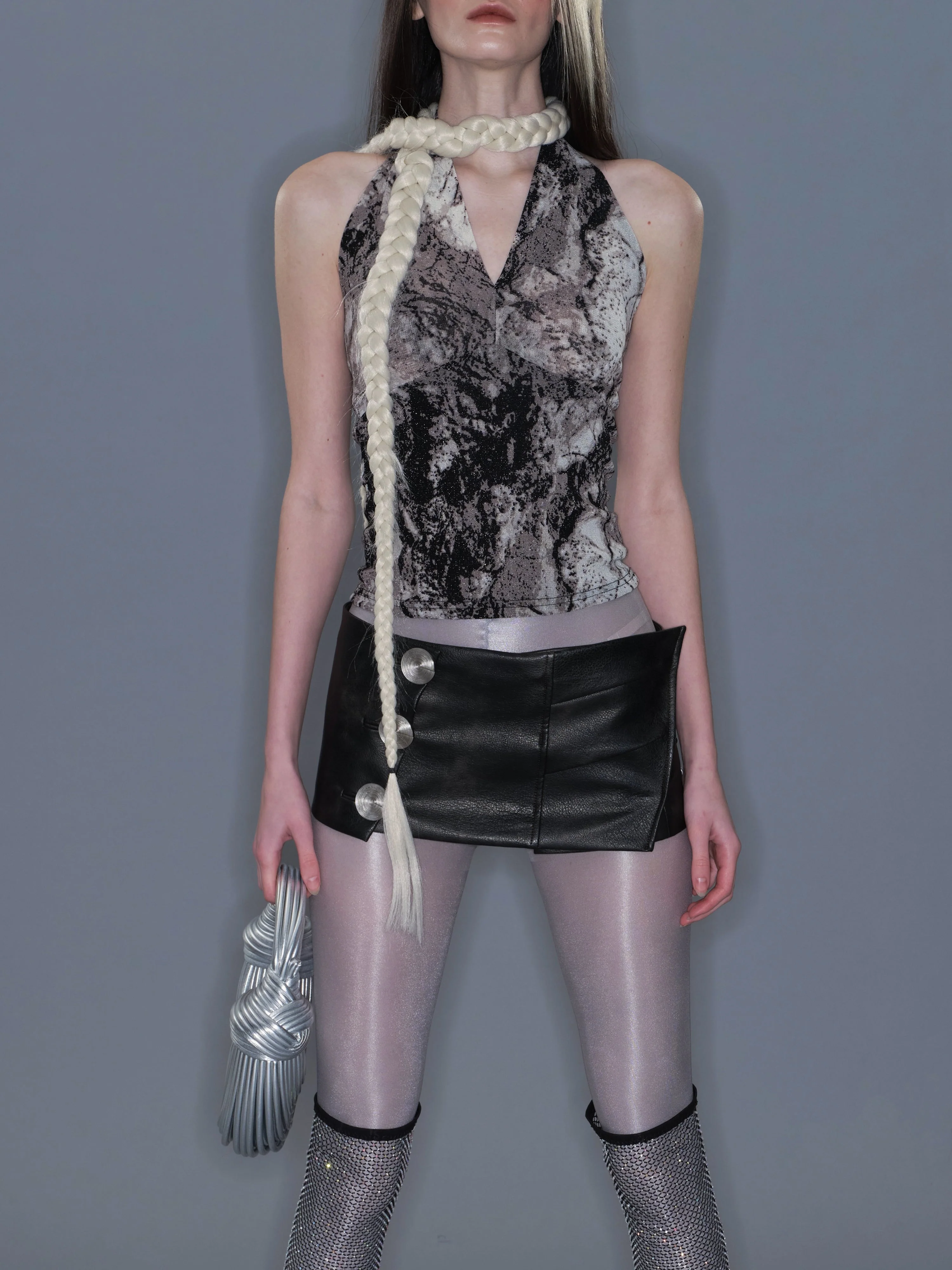 Shiny Thread Halter Printed Tank - Image 6