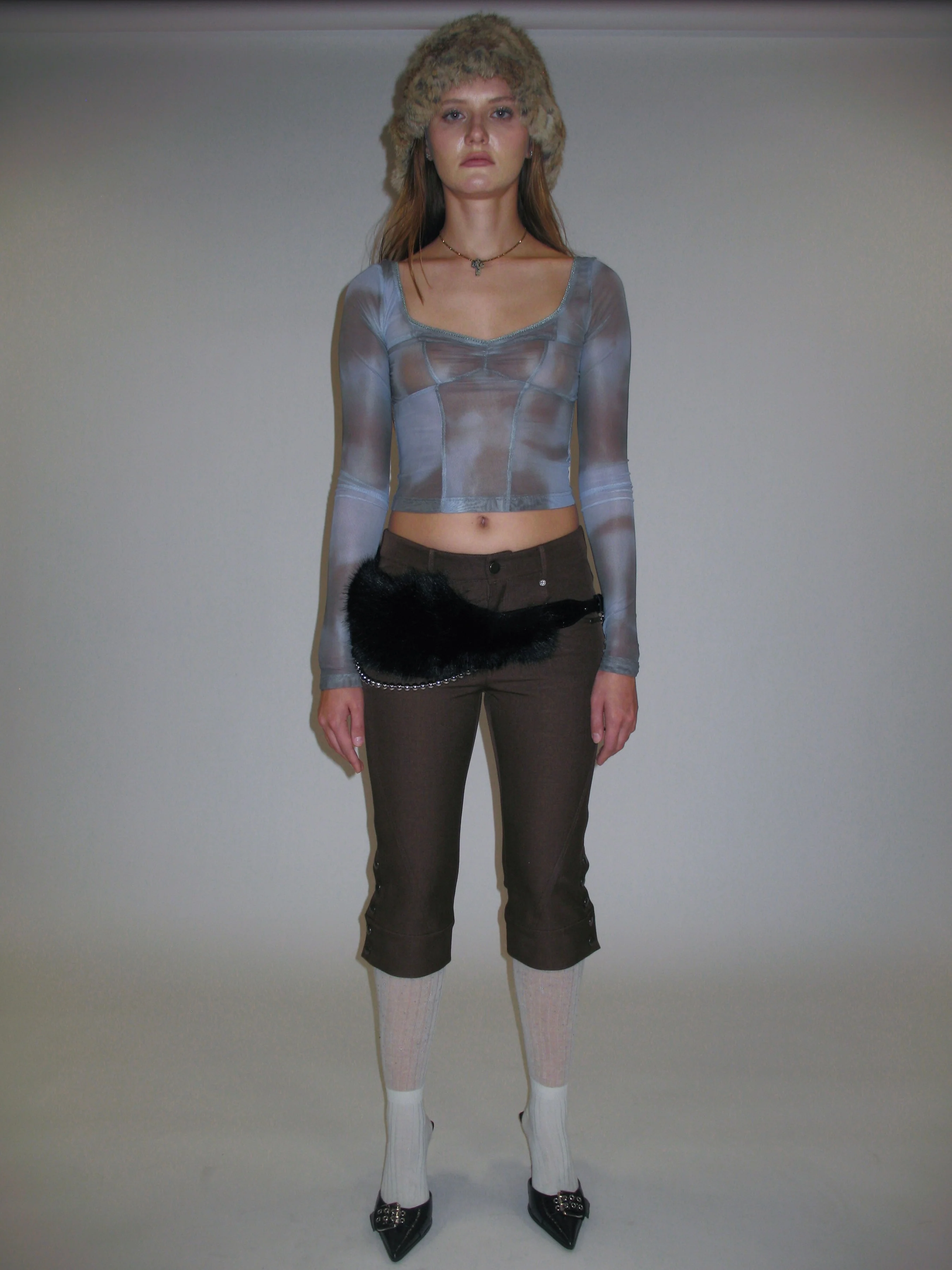 Side Button Capri Pants/ Brown - Image 7