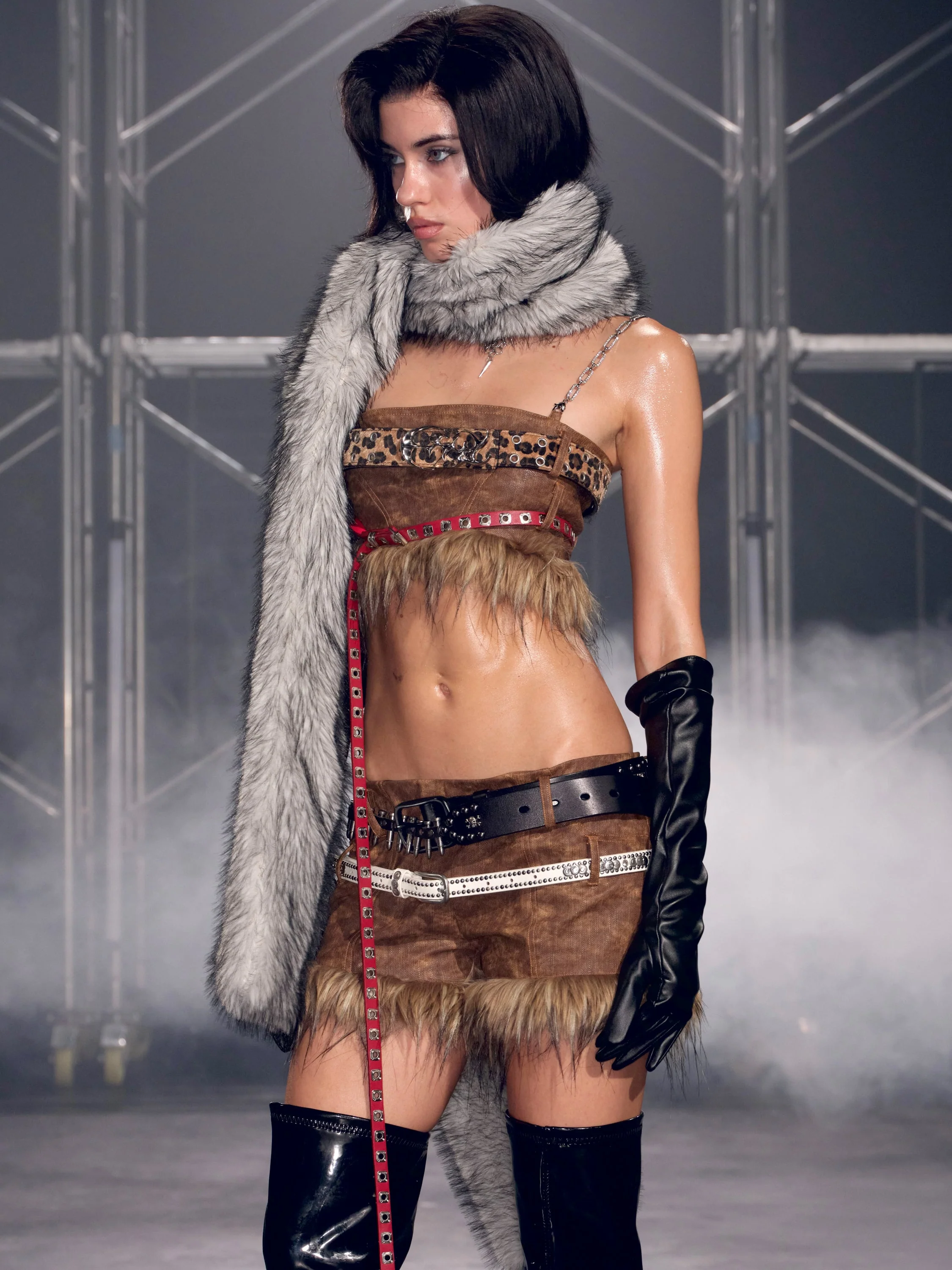 Thea Faux Fur Shorts Brown - Image 2