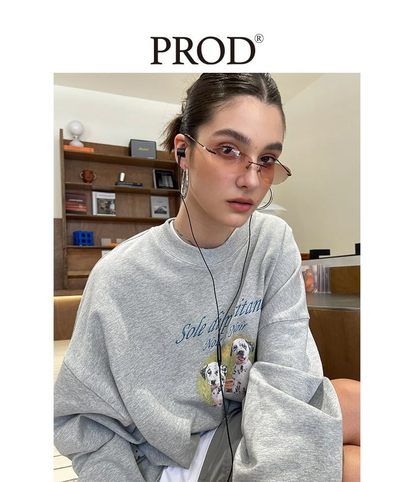 Loose Fit Two Dalmatians Crewneck / Gray - Image 2