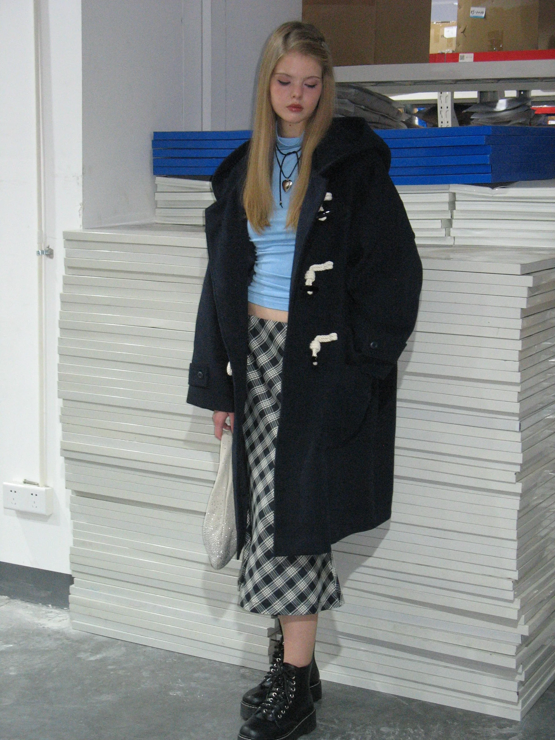 Navy Blue Duffle Coat - Image 3